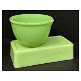 Vintage Jadeite Uranium Glass Baking Pan & Batter Bowl