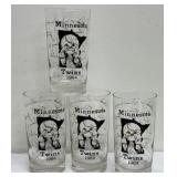 Set of Five Vintage Minnesota Twins 1964 Glass Tumblers