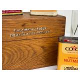 Charming Vintage Finds: Atlas Glass Jar - Vintage Spice Tins & Gold Medal Flour Recipe Box Lot