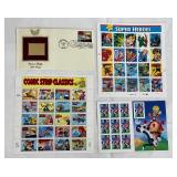 Comic Strip Classics Stamp Sheets Lot of 4 - Super Heroes, Dick Tracy & First Day of Issue