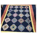 Carolina Quilters Vintage Patchwork Quilt - Machine-Quilted Diamond-Block Design