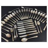 Rogers XII Overlaid Silver Plate Flatware Set - 44-Piece with Wooden Box