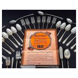 Rogers XII Overlaid Silver Plate Flatware Set - 44-Piece with Wooden Box