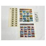 USPS New Classic American Aircraft Stamp Sheet + All Aboard! Train Sheet + Ship-Themed Strip