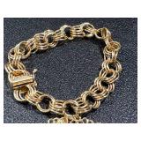 Vintage 14K Gold Heart Pendant Bracelet with CHAI Hebrew Symbol