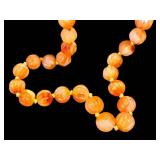 Vintage Carnelian Agate Beaded Necklace - Hand-Knotted, 25" L, Sterling Silver Clasp