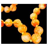 Vintage Carnelian Agate Beaded Necklace - Hand-Knotted, 25" L, Sterling Silver Clasp