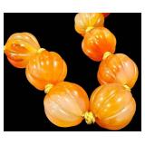 Vintage Carnelian Agate Beaded Necklace - Hand-Knotted, 25" L, Sterling Silver Clasp