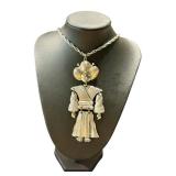 Vintage Articulated Figurine Pendant Necklace