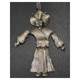 Vintage Articulated Figurine Pendant Necklace