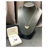 Sterling Silver Butterfly Necklaces - Swarovski Elements