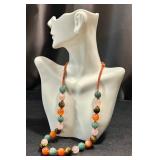 Vintage Beaded Necklace - Carnelian, Tiger