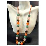 Vintage Beaded Necklace - Carnelian, Tiger