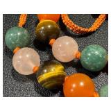 Vintage Beaded Necklace - Carnelian, Tiger