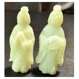 Two Vintage Chinese Nephrite Jade or Serpentine Figurines - 2 Inches Tall