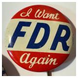 Vintage Roosevelt Pinbacks (Lot of 5) - FDR Campaign Buttons