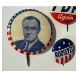Vintage Roosevelt Pinbacks (Lot of 5) - FDR Campaign Buttons