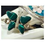 Vintage Silver & Sterling Jewelry Lot - Butterfly & Floral Inlays, 22-inch Necklaces, Mexico Alpaca