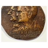 Vintage Robert M. La Follette & Burton K. Wheeler Bronze Embossed Lapel Pin
