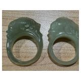 Set of Three Carved Nephrite Jade Fish Rings