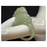 Set of Three Carved Nephrite Jade Fish Rings