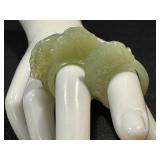 Set of Three Carved Nephrite Jade Fish Rings