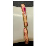 Vintage Bucherer Cuff Watch - Vintage - 17 Jewels - Swiss - Pink Enamel Floral Dial