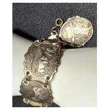 Vintage Spanish Bullfighting Panel Bracelet - Souvenir, Plated, 6.5-Inch Long
