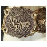 Vintage Spanish Bullfighting Panel Bracelet - Souvenir, Plated, 6.5-Inch Long