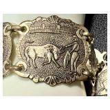 Vintage Spanish Bullfighting Panel Bracelet - Souvenir, Plated, 6.5-Inch Long