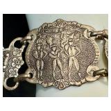 Vintage Spanish Bullfighting Panel Bracelet - Souvenir, Plated, 6.5-Inch Long