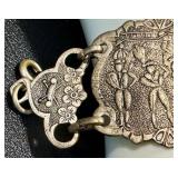 Vintage Spanish Bullfighting Panel Bracelet - Souvenir, Plated, 6.5-Inch Long