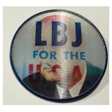 Vintage Vari-Vue LBJ For The USA Pinback Button