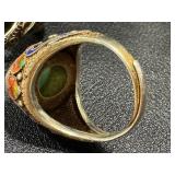 Five Vintage Chinese Export Rings - Adjustable Bands, Some Silver-Marked