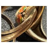 Five Vintage Chinese Export Rings - Adjustable Bands, Some Silver-Marked