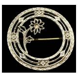 Vintage Sterling Daisy Brooch - Vintage Circular Floral Pin, 1 in Diameter