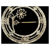 Vintage Sterling Daisy Brooch - Vintage Circular Floral Pin, 1 in Diameter