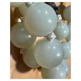 Vintage Green Chalcedony Necklace - Hand-Knotted Beads, 24 in, Sterling Silver Clasp