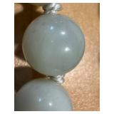 Vintage Green Chalcedony Necklace - Hand-Knotted Beads, 24 in, Sterling Silver Clasp