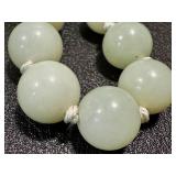 Vintage Green Chalcedony Necklace - Hand-Knotted Beads, 24 in, Sterling Silver Clasp