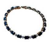 Sterling Silver Sapphire & Diamond Bracelet - 7 in