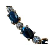 Sterling Silver Sapphire & Diamond Bracelet - 7 in
