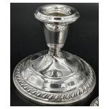 Vintage Sterling Silver Weighted Footed Candy Bowl & 3 Candlesticks