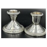 Vintage Sterling Silver Weighted Footed Candy Bowl & 3 Candlesticks