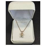 Created Opal 10k Butterfly Necklace - 18-inch Chain