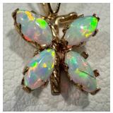 Created Opal 10k Butterfly Necklace - 18-inch Chain