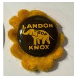 Vintage Landon GOP Knox Campaign Buttons / Pin Backs