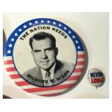 Vintage Nixon Campaign Pin Backs / Buttons - Lot of 6 (Nixon-Lodge, Nixon Now, Now More Than Ever)