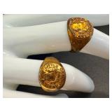 Two Vintage Gold-Tone Orphan Annie Rings