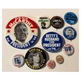 Set of 11 Assorted Vintage Political Pin Backs / Buttons